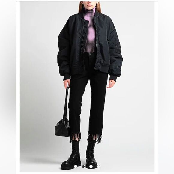 3X1 NYC Crop Fringe  Straight Jeans in Mamba Black 28 - Picture 1 of 16